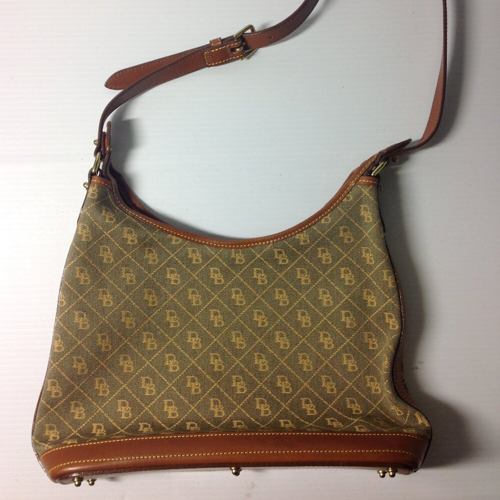 Vintage Dooney & Bourke Shoulder Monogram Handbag Army Green